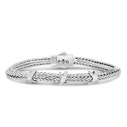 Phillip Gavriel White Sapphire Triad X Woven Bangle