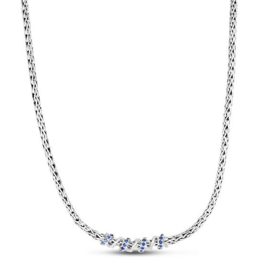 Phillip Gavriel Woven Spiral Blue Sapphire Necklace