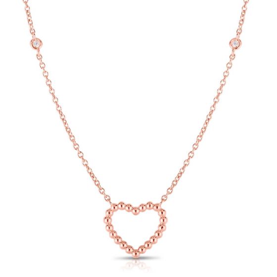 Phillip Gavriel 14k gold Popcorn Heart with diamonds Necklace