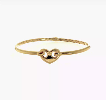 14k Polished Heart Hinged Bangle Bracelet