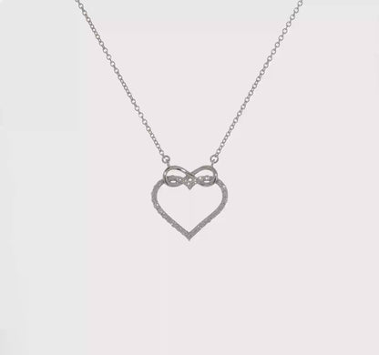 14k White Gold Diamond Heart Infinity Necklace