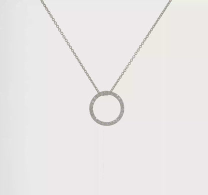 14k White Gold Diamond Circle Necklace