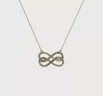 14k White Gold Diamond Double Infinity Necklace