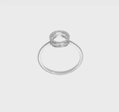 14k White Gold Diamond Open Circle Ring