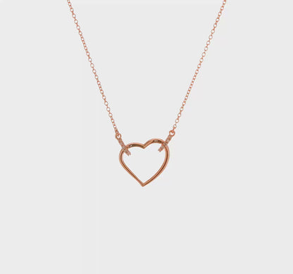 14k Gold Heart Diamond Rose Gold Necklace