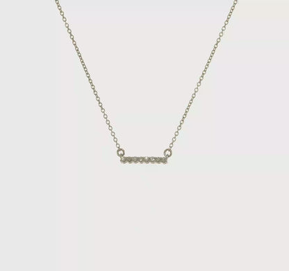 14k White Gold Diamond Bar Necklace