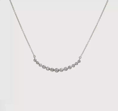 14k White Gold Diamond Curved Bar Necklace