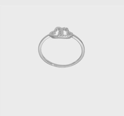 14k White Gold Diamond Double Heart Ring