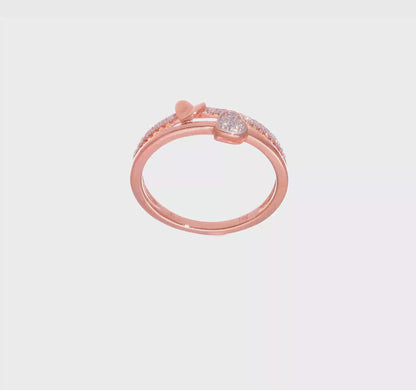 14k Rose Gold Hearts Diamond Ring