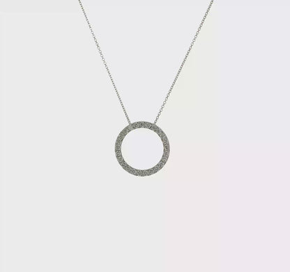 14k White Gold Diamond Circle Necklace