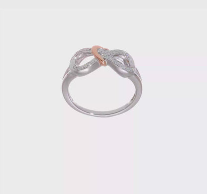 14k Two-tone Diamond Infinity with Heart Ring