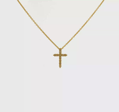 14k White Gold Diamond Cross Necklace