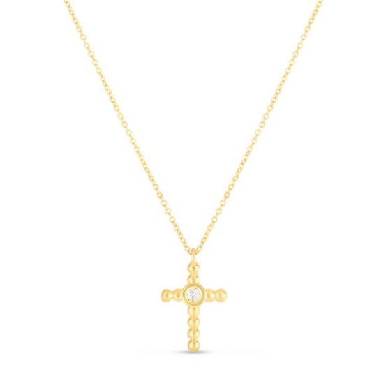 Phillip Gavriel 14K Gold Diamond Cross Popcorn Pendant