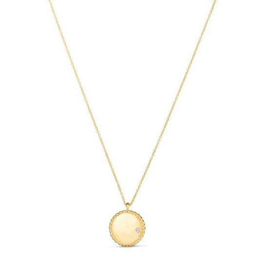 Phillip Gavriel 14k gold Diamond Plain Disc Necklace