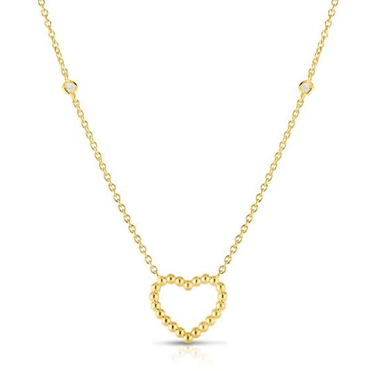 Phillip Gavriel 14k gold Popcorn Heart with diamonds Necklace