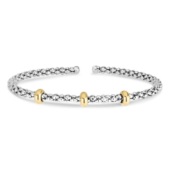 Phillip Gavriel Popcorn silver & 18k gold Station Bracelet