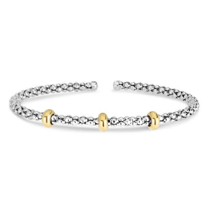 Phillip Gavriel Popcorn silver & 18k gold Station Bracelet