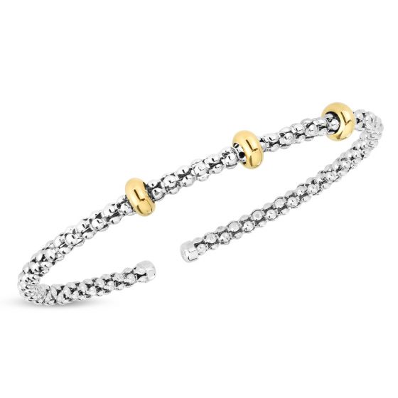 Phillip Gavriel Popcorn silver & 18k gold Station Bracelet