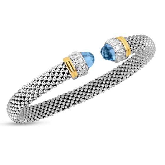 Phillip Gavriel Blue Topaz Popcorn silver & 18k gold Cuff