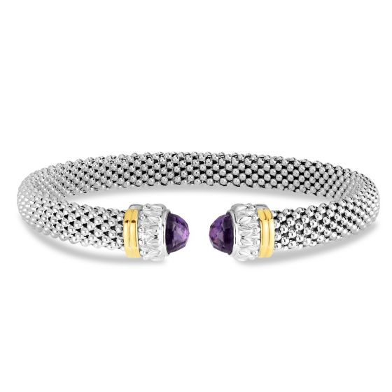 Phillip Gavriel Amethyst Popcorn silver & 18k gold Cuff