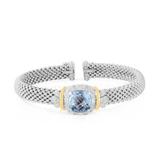 Phillip Gavriel Cushion Blue Topaz Cuff Bangle