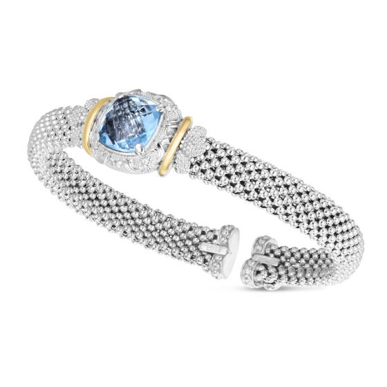 Phillip Gavriel Cushion Blue Topaz Cuff Bangle