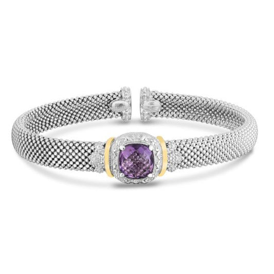 Phillip Gavriel Popcorn silver & 18k gold Amethyst Cuff