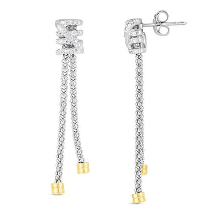 Phillip Gavriel Diamond silver Popcorn Tally Earring with 18K Gold