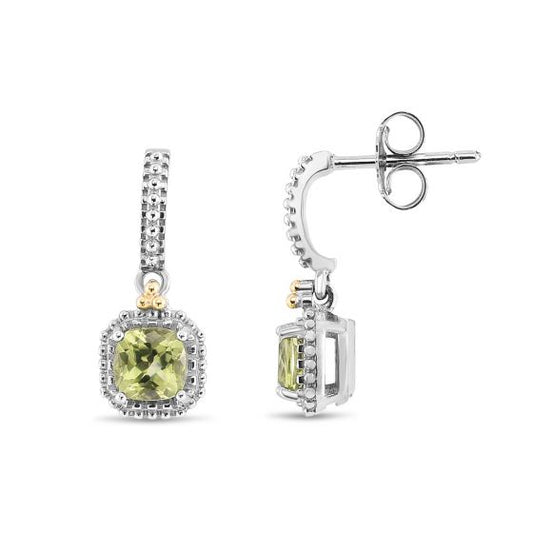 Phillip Gavriel Peridot silver & 18k gold Drop Popcorn Earring