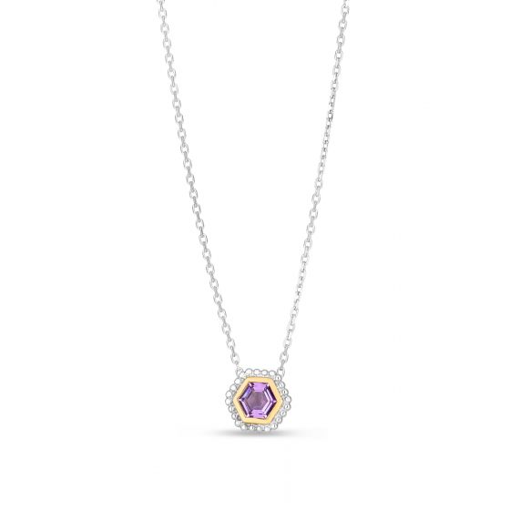 Phillip Gavriel Amethyst Popcorn Hexagon Necklace