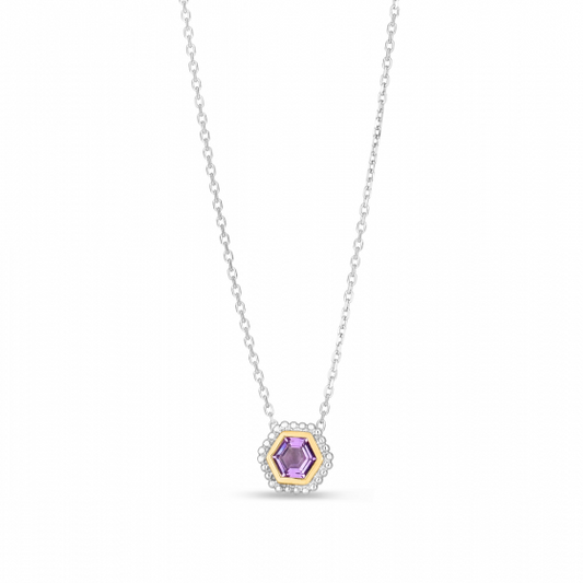 Phillip Gavriel Amethyst Popcorn Hexagon Necklace