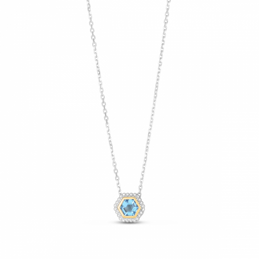 Phillip Gavriel Blue Topaz Popcorn Hexagon Necklace