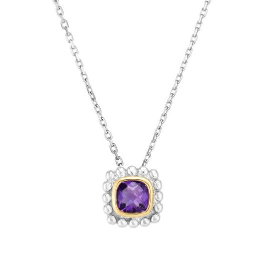 Phillip Gavriel Amethyst Popcorn silver & 18k gold Pendant