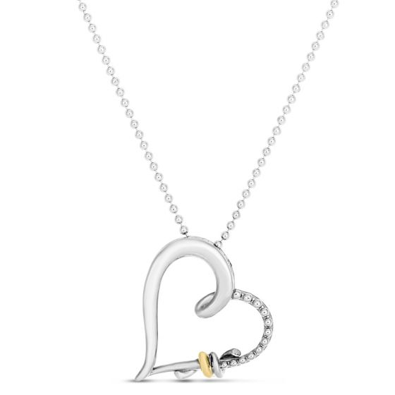 Phillip Gavriel Open Heart Popcorn Love Knot Necklace