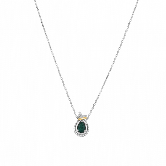 Phillip Gavriel Popcorn Love Knot Emerald Necklace