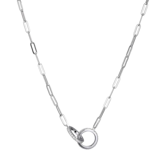 Charles Garnier Sterling Silver Paperclip Chain Circles Necklace