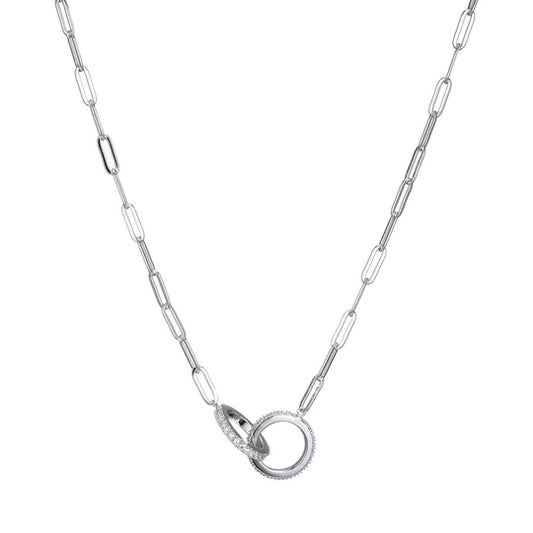 Charles Garnier Sterling Silver Paperclip Chain Circles Necklace