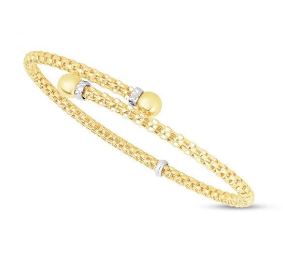 Phillip Gavriel 14K Gold Popcorn Small Bypass Bangle