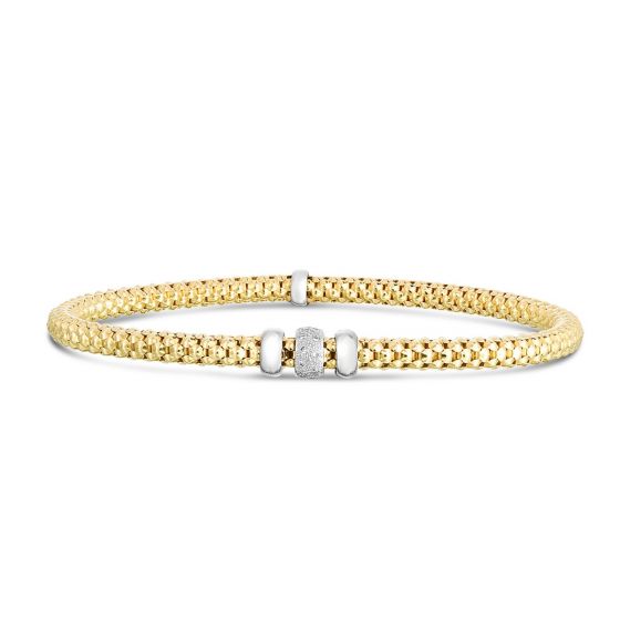 Phillip Gavriel Popcorn 14k gold Diamond Stretch Bracelet