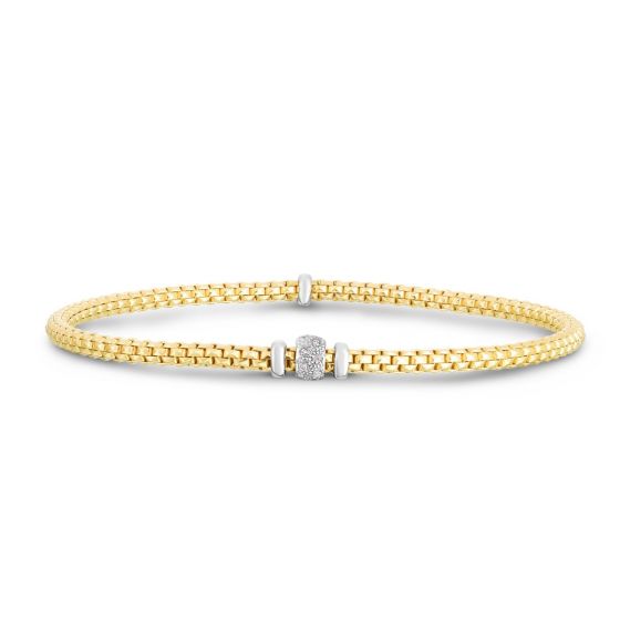 Phillip Gavriel Popcorn 14k gold Diamond Stretch Bracelet