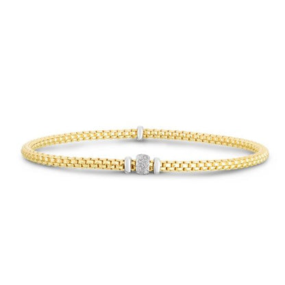 Phillip Gavriel Popcorn 14k gold Diamond Stretch Bracelet