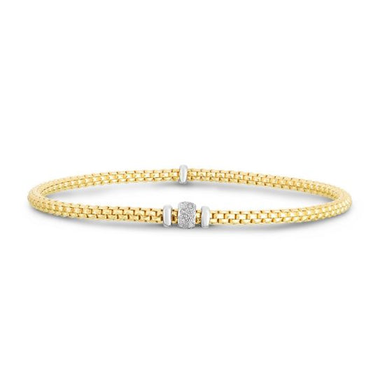 Phillip Gavriel Popcorn 14k gold Diamond Stretch Bracelet