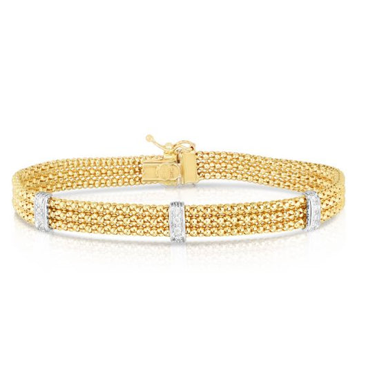 Phillip Gavriel Triple Row 14k yellow gold Diamond Bracelet