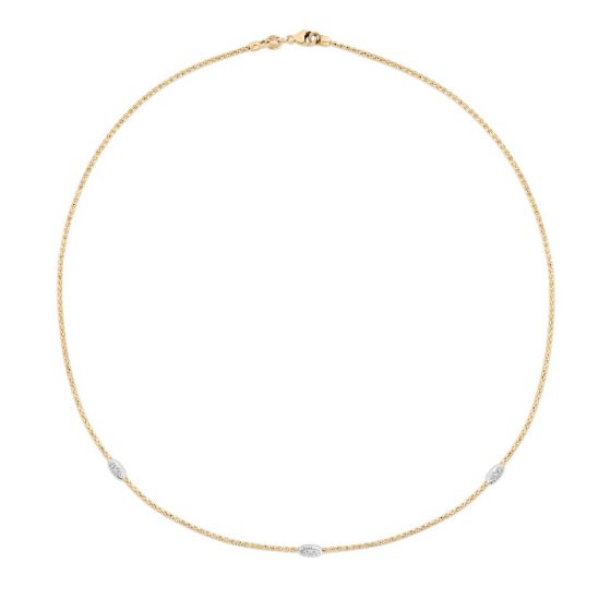 Phillip Gavriel 14k yellow gold Popcorn Diamond Station Necklace